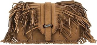 Emporio Armani Schoudertas van imitatie-su&egrave;de met franjes - Dames - Tassen - Bruin - Maat: ONE Size Su&egrave;de