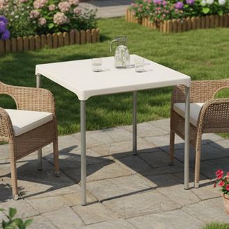 Dmora Dmora Table Empilable Avec Pieds En Aluminium, Made In Italy, 75x75x72 Cm, Couleur Blanche