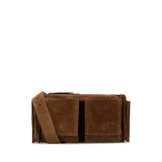 Miu Miu Brown Suede Utilitaire Crossbody Bag Cacao Borse A Tracolla