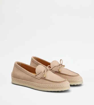 Tod's Leather Espadrille Moccasin - Beige