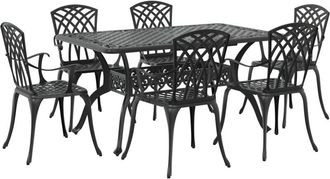 vidaXL 7 Piece Garden Dining Set Black Cast Aluminium vidaXL