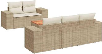 vidaXL Juego De Sof&aacute;s Jard&iacute;n Con Cojines 6 Pzas Rat&aacute;n Sint&eacute;tico Beige Vidaxl