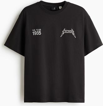 H&M T-Shirt in Loose Fit - Schwarz