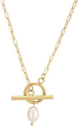 Adornia Adornia 18K Plated Stainless Steel 8.7Mmx7mm Pearl Necklace