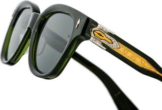 Jacques Marie Mage Zonnebril met rond montuur - Groen