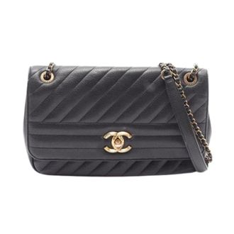 Chanel Pre-owned Vintage Leren Schoudertas - Dames - Pre-owned - Zwart - Maat: ONE Size Leer