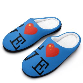 Generic I Love China Mens House Slippers Memory Foam Washable Cotton Slip on Home Shoes