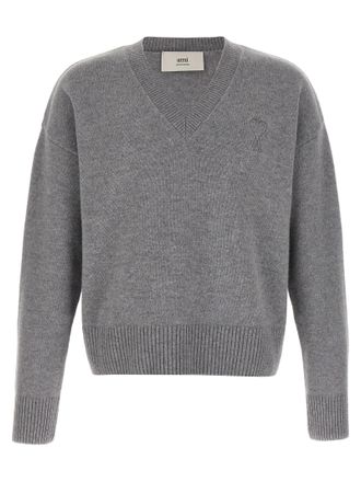Ami Mens Puff Logo Patch Sweater