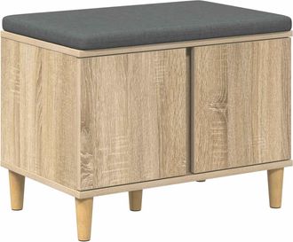 vidaXL Banco De Entrada Con Coj&iacute;n Roble Sonoma 60 X 38 X 46 Cm Vidaxl