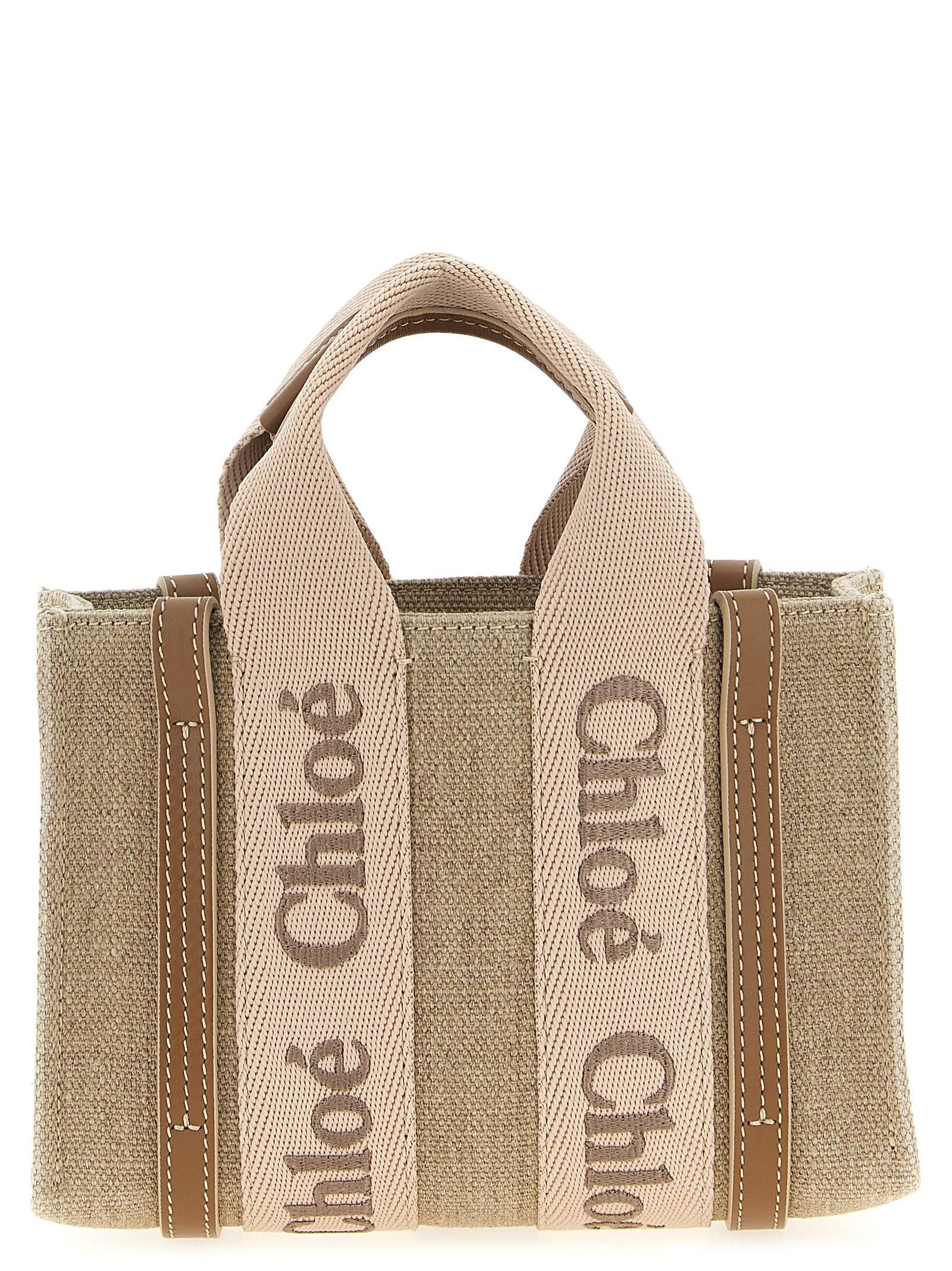 Chloé Chloé Carry Small Tote Bag In Blushy Beige Canvas from