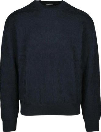 Emporio Armani Ronde hals knitwear - Heren - Ronde hals truien - Blauw - 2XL - Wol - Truien & Vesten