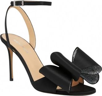 Mach & Mach Womens Satin Le Cadeau Sandals With Double Bow In Black