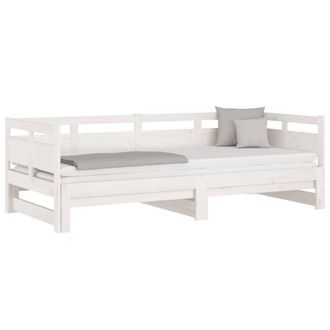 Berkfield Home Pull-out Day Bed White Solid Wood Pine 2x(80x200) cm