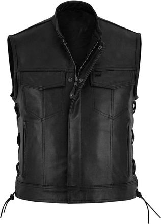Generic Faux Leather Vest Men - Mens Motorcycle Vest Full Zip Motorcycle Leather Vests Pu Leather Biker Club Vest Leather Motorcycle Vest Vintage Punk Vest Me