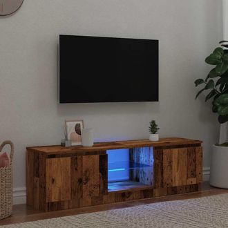 Berkfield Home TV Cabinet with LED Lights Old Wood 120x30x36 cm Engineered Wood in Brown | Size: 120 x 30 x 36 cm