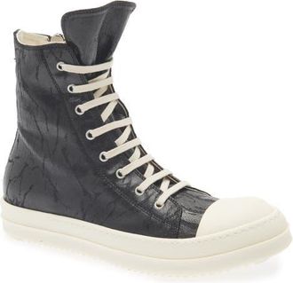 Rick Owens Sneaks High Top Sneaker in Black/milk/milk at Nordstrom, Size 45