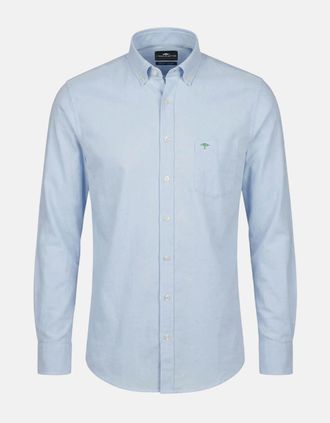 Fynch-Hatton Mens Washed Oxford Solid Button Down Shirt New Breeze - Blue - Size: 40/Regular