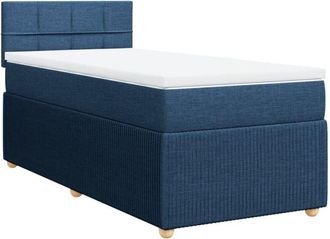 vidaXL Cama Box Spring Con Colch&oacute;n Tela Azul 90x200 Cm Vidaxl
