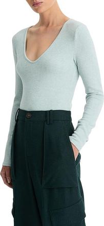 Vince Cozy Long Sleeve V-Neck Womens Clothing Heather Aqua Mineral : LG, Nylon/Polyester/Rayon
