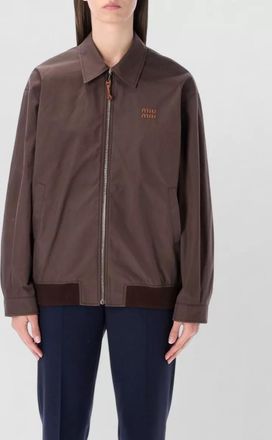 Miu Miu cotton panama blouson jacket shirt collar
