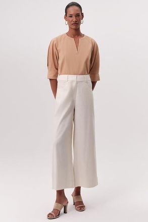 Exquise Rebecca High Rise Zippered Wide Leg Pants in Cream at Nordstrom, Size X-Small