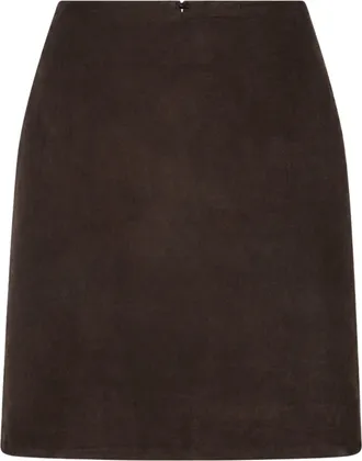 Rotate Brown Suede Flared Mini Skirt
