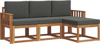 vidaXL Conjunto De Sof&aacute;s De Exterior 4 Uds. Natural Y Antracita Vidaxl