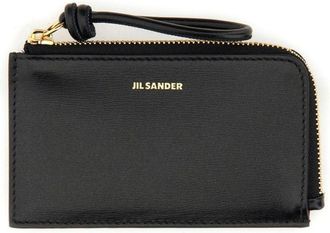 Jil Sander Black Zip Wallet With Wrist Strap