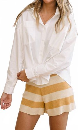 Sadie & Sage Serena Striped Sweater Shorts In Muted Yellow Cream