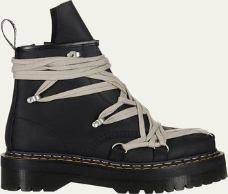 Rick Owens x Dr. Martens 1460 Quad Sole Mega Lace Leather Ankle Boots