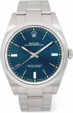Rolex Pre-owned Rolex Oyster Perpetual Automatic Blue Dial Mens Watch 114300 BLSO