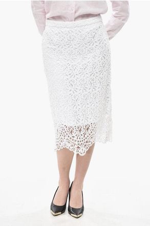 Burberry Broderie Anglaise Midi Skirt with Back Slit size 36