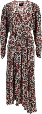 Isabel Marant Blaine Floral Stretch Dress In Red Silk