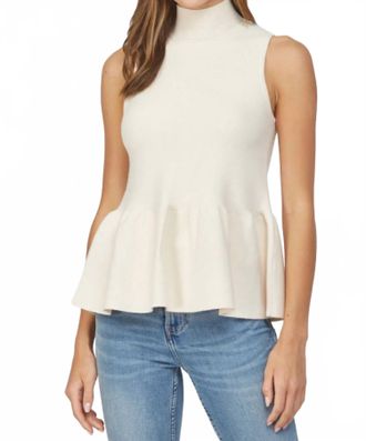 Fate Mock Neck Peplum Tank Sweater In French Vanilla