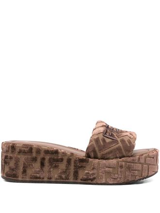 Fendi Sandali slides con logo FF - Toni neutri