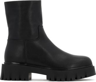 Kazar Zwarte leren laarzen op een stevige zool - Dames - Enkellaarsjes - Zwart - 39 EU - Leer - Schoenen