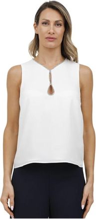 Corte dei Gonzaga Canotta - Dames - Blouses - Wit - 3XL - Polyester - Overhemden