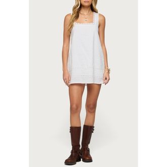 Edikted Doroh Lace Trim Minidress in White at Nordstrom, Size X-Small