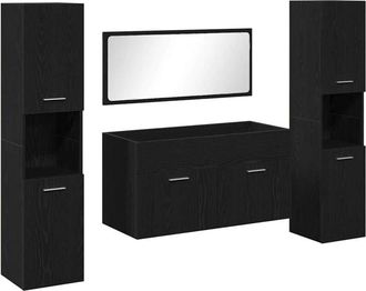vidaXL Conjunto de Muebles de Baño 4 pcs Roble Negro 41 x 38.5 x 46 cm Vidaxl