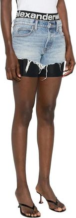 Alexander Wang Layered Frayed Shorts - female - Alexander Wang - Denim Shorts - Blue - W25 - Shorts