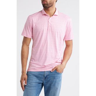 Johnnie-O Four Leaf Clover Print Featherweight Performance Polo in Azalea at Nordstrom Rack, Size Xx-Large