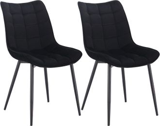 Woltu Pack De 2 Sillas De Comedor Asiento De Terciopelo Silla Dise&ntilde;o Ergonomico Silla Tapizada Estructura Met&aacute;lica Sill&oacute;n Con Respaldo Silla De Cocina Negro