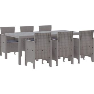 vidaXL Conjunto De Comedor De Jard&iacute;n 7 Pcs Gris Claro Ratan Polt Vidaxl