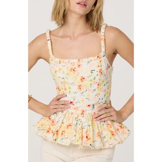 ASTR the Label Bubble Peplum Cotton Camisole in Off White at Nordstrom Rack, Size Medium