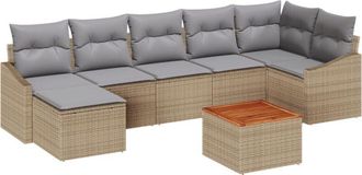 vidaXL Garden Sofa Set with Cushion 8 pcs Beige Poly rattan Vidaxl