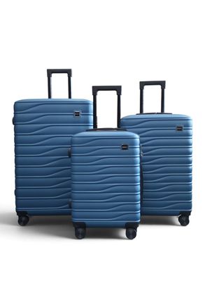 Infinity Leather Hardshell blauwe 8-wielige bagagekoffer Tas Koffer - Voyage