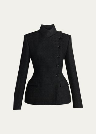 Alexander McQueen Light Tweed Single-Breasted Jacket