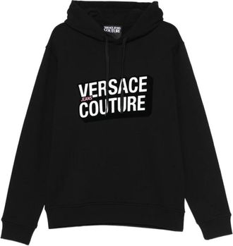Versace Jeans Couture Zwarte hoodie met logo letters - Heren - Hoodies - Zwart - M - Hoodies & sweatvesten