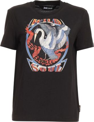 Roberto Cavalli T-shirt met print - Dames - Tops - Zwart - Maat: L