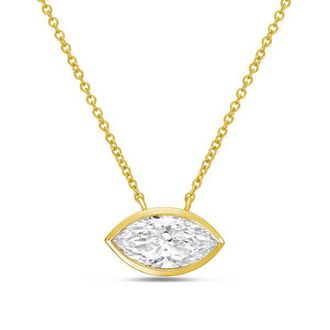 Diana M. Jewels 14kt yellow gold lab grown east west marquise bezel pendant weighing 1.00 ct